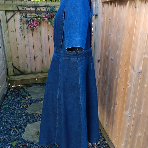 Handmade Denim Dress 40"B 34"W Blue Jean Stretch Amish Mennonite Cape Modest - Picture 6 of 13